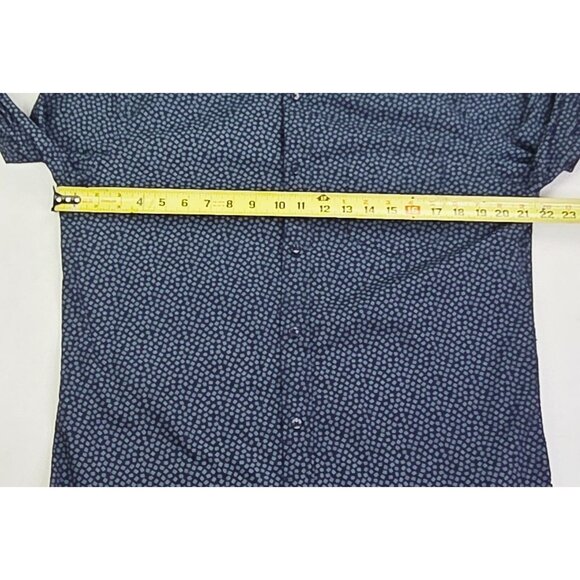 Ben Sherman Stretch Size Medium Mens Navy Lines Pattern Button Down Logo Shirt - Picture 3 of 10